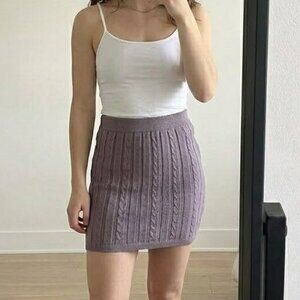 Women's Minimalist Brown Knit Midi Skirt